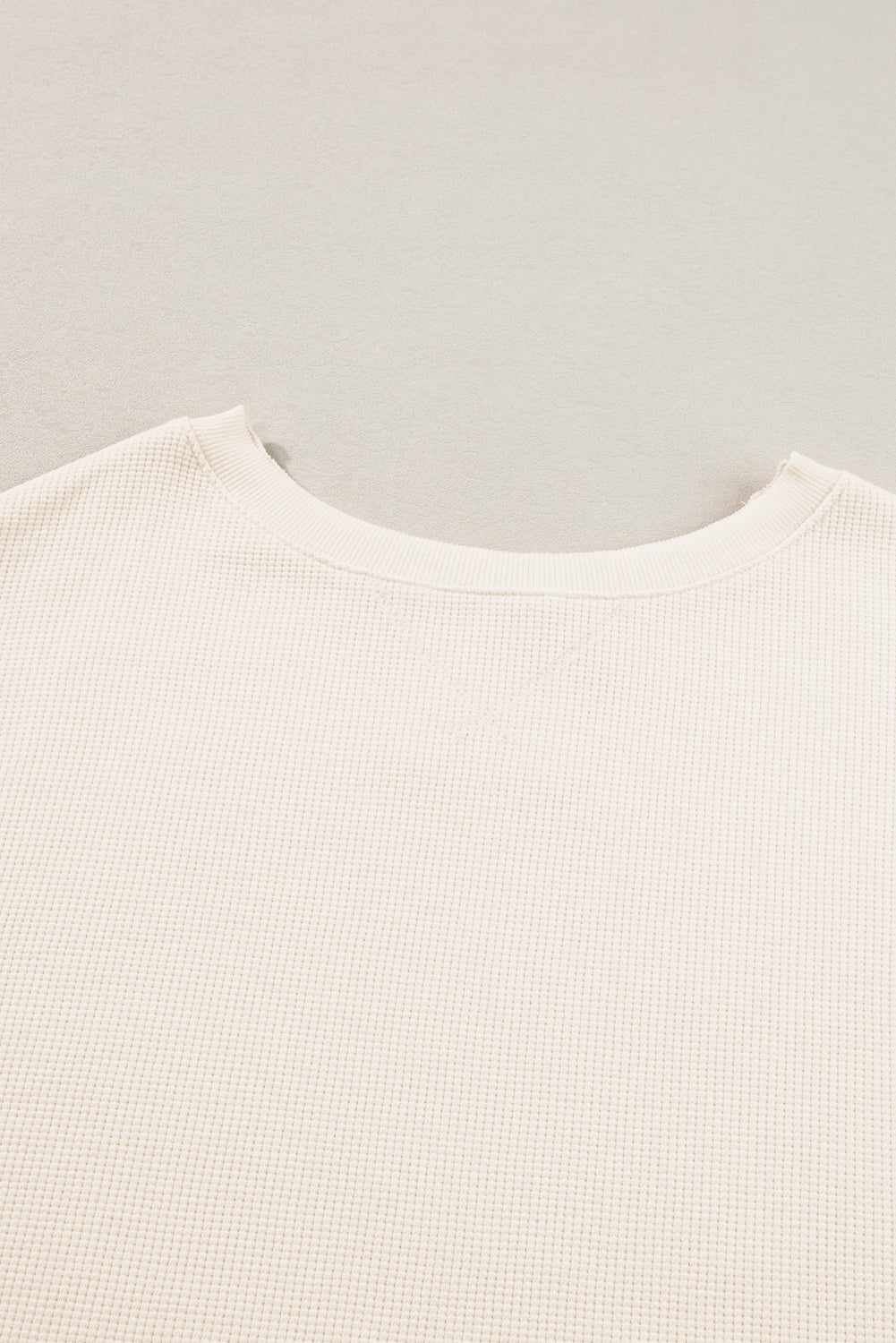 White Waffle Knit Bishop Sleeve Split Oversized Sweatshirt